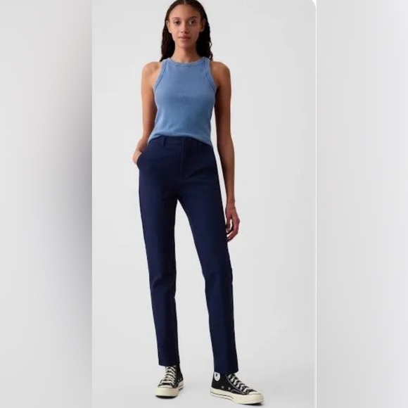 Gap HIGH RISE Slim pants in navy blue - Picture 1 of 7